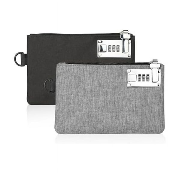 2Pcs Lockable KOSMCCOMoney Bags Nylon Lock Bank Bag Coin Bag,Storage Cash Bag for Jewelry,Passport,Credit Cards