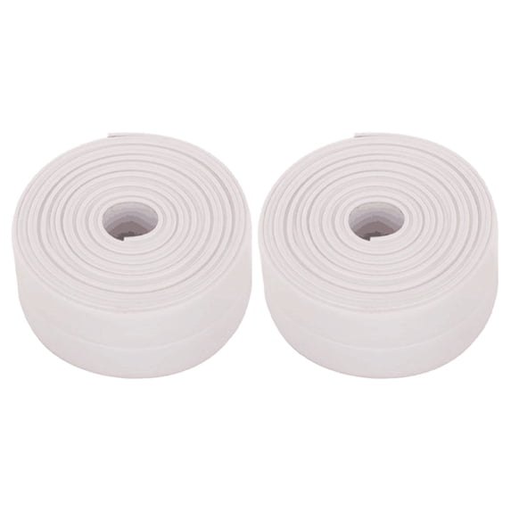 2Pcs Long Durable 10.5FT Self-Adhesive Waterproof Caulk Tape Strip for Toilet,Bathroom,Kitchen Sink & Tub Sealing - Anti-Mold Multi-Color Rubber Sealant Gap Cover, Easy Peel & Stick(White,126x0.8")