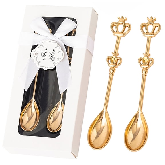 2Pcs Long Handle Coffee Stirrers Spoons Crown-Shape Teaspoons Ice Cream Stirring Mixing Spoons Kitchen Utensils