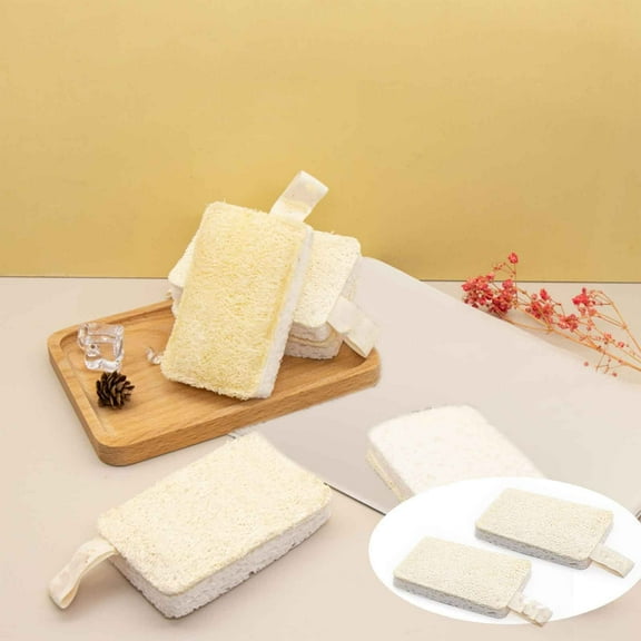 2Pcs Loofah Dishes Sponges,Thickened Dishwashing Wipe Scouring Pad,Kitchen Cleaning Artifact Thickened Sponge Wipe,Non Scratch Absorbent Two-Sided Cleaning Sponges