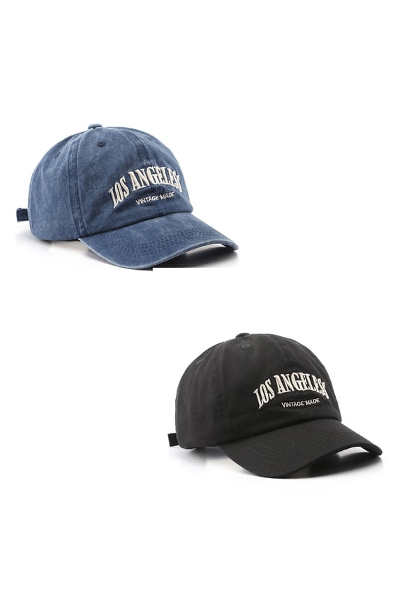 2Pcs Los Angeless Hat Distressed Vintage Embroidered Baseball Cap for Men and Women