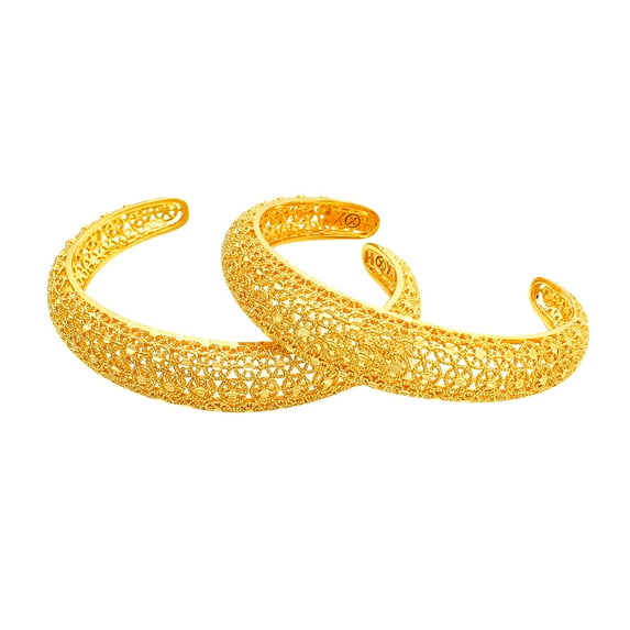 2Pcs/Lot 18K Gold Plated Cuff Bracelet for Kid Girls Dubai Children Bangles Jewelry African Arab Middle Eastern Items