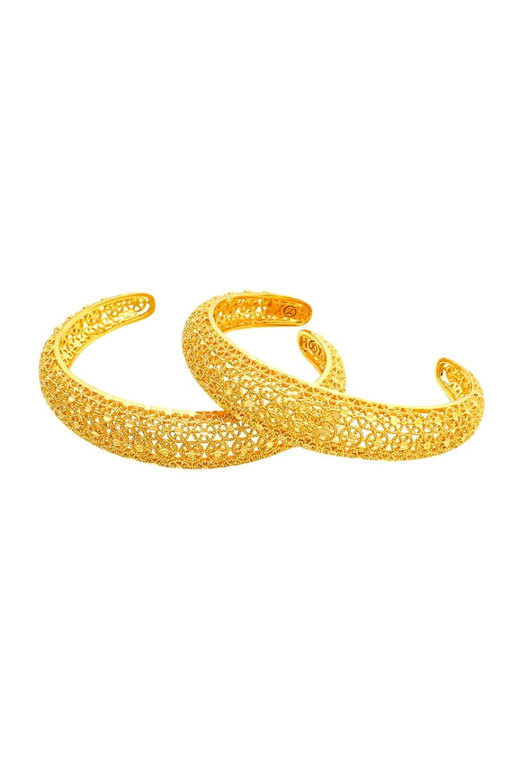 2Pcs/Lot 18K Gold Plated Cuff Bracelet for Kid Girls Dubai Children Bangles Jewelry African Arab Middle Eastern Items