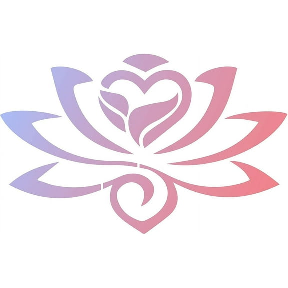 2Pcs Lotus Flower Stencil Template 11.8x11.8 Inch Large Reusable Square Logo Sign Home DIY Arts Crafts on Wood Wall Scrapbook Card Floor Drawing Tool Handmade Supplies Mixed Color