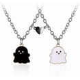 thumbnail image 1 of 2Pcs Lovely Magnetic Love Heart Ghost Pendant Necklace Set for Women Men Best Friend Enamel Mutual Attract Magnet Couple Matching Necklace Jewelry Birthday Gift, 1 of 4