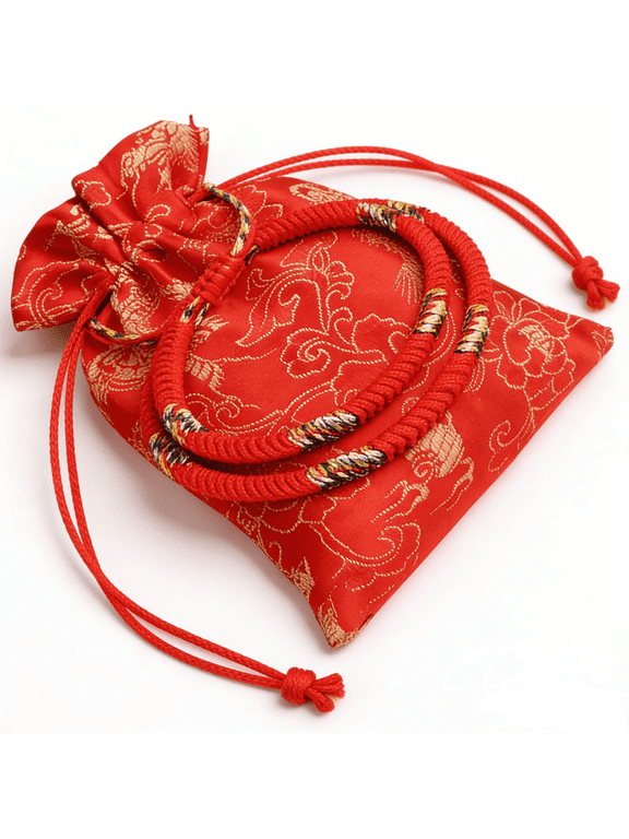 2Pcs Lucky Red String Bracelet for Women Men Teen Tibetan Buddhist Adjustable Size Handmade Red Rope Bracelet with Auspicious Bag
