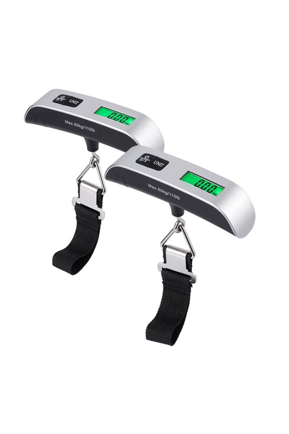 2Pcs Luggage Scale,110lbs/50kg Digital Hanging Suitcase Weight Scale with Backlit LCD Display,Portable Baggage Weight Scale,Temperature Sensor,Tare,Auto-Lock Function,Battery Included