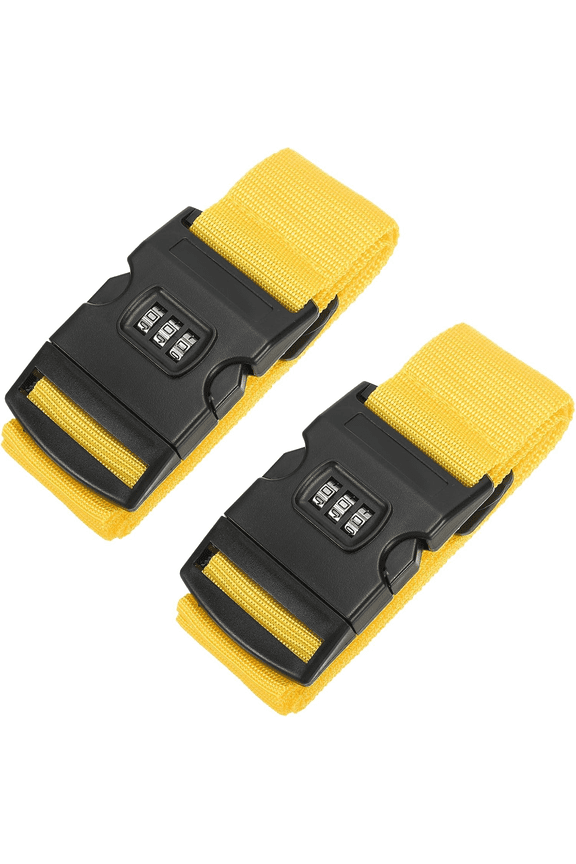 2Pcs Luggage Straps with Combination Lock TSA Approved Yellow