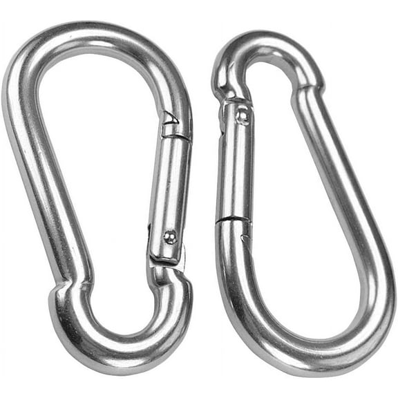 2Pcs M10 Stainless Steel Carabiner Clips, Heavy Duty 4 Inch Spring Snap Hook for Camping, Fishing, Hammock