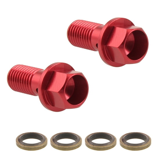 2Pcs M10x1.25mm Motorcycles Brake Caliper Banjo Bolts Screws With Washers For Brake Hose Masters Cylinder