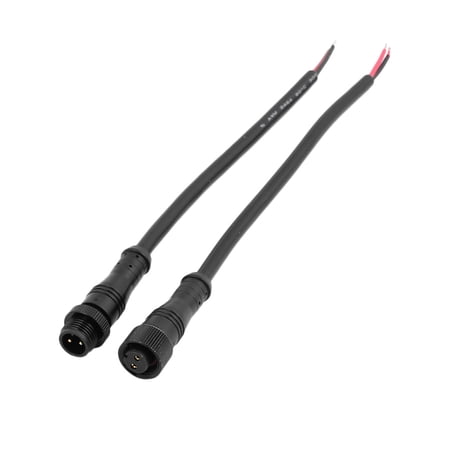 2Pcs M12-2 Thread 2P Male/Female Bent Head Metal Lock Ring Connector Cable 32cm