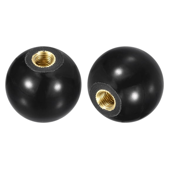 2Pcs M5 Copper Thread 20mm Dia Threaded Ball Knobs for Machine Handle, Black