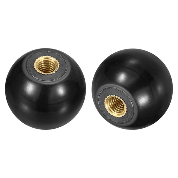 2Pcs M5 Copper Thread 25mm Dia Threaded Ball Knobs for Machine Handle, Black