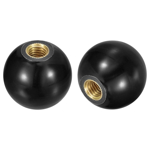 2Pcs M6 Copper Thread 20mm Dia Threaded Ball Knobs for Machine Handle, Black