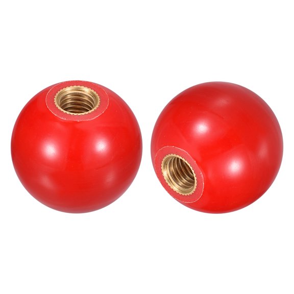 2Pcs M6 Copper Thread 20mm Dia Threaded Ball Knobs for Machine Handle, Red