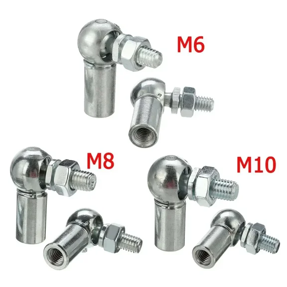 2Pcs M6 M8 M10 Universal Ball Joint Pin Gas Strut End Fitting Silver Spring Holder for Boot Bonnet Trunk