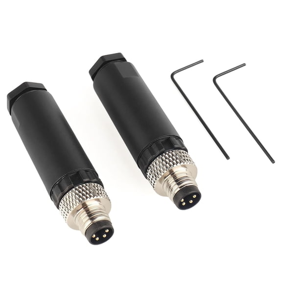 2Pcs M8 4 Pin Connector, Unshiled Field Assembly Wireable Sensor IP67 A Code Straight Type Adapter 60V 4A AC/DC Industrial Circular Connector Black(Male)