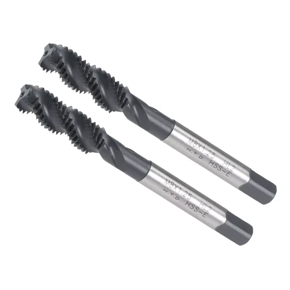 2Pcs M8 X 1.25 Spiral Flute Tap Metric Machine Thread Tap Hss