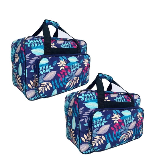 2Pcs Machine Carrying Case, Sewing Machine Carrying Case Tote Bag, Universal Tote Storage Bag with Pockets and Handles, Suitable for Most Standard Singer, (Light Blue)