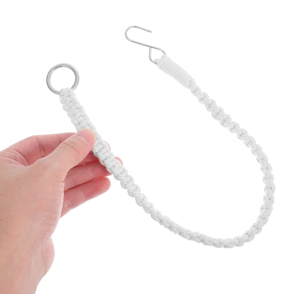 2Pcs Macrame Plant Hanger Extenders Connectable Rope Hanging Plant Extender Handmade Woven Hanging Basket Extension with Ring for Plant Pot Holder Beige
