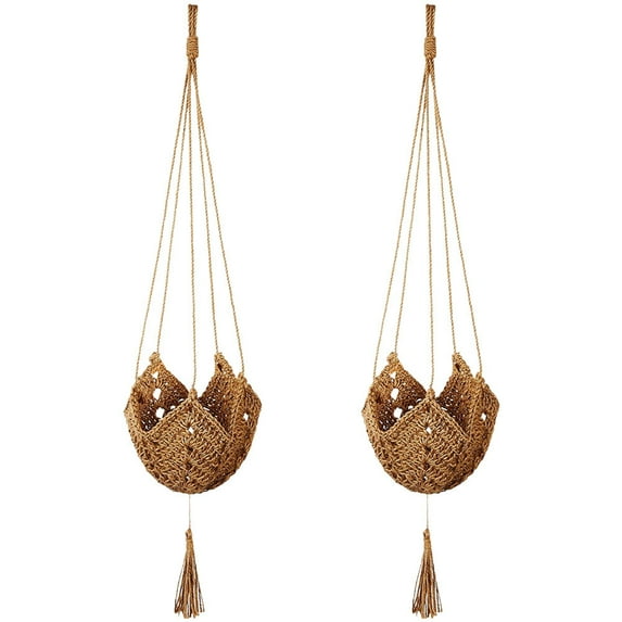 2Pcs Macrame Plant Hangers Rustic Plant Flower Pots Hanger Ceiling Plant Holders