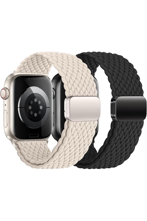 2Pcs Magnetic Braided for Apple Watch Band 41mm 40mm 45mm 44mm Ultra/3/2 49mm 38mm 46mm 42mm Women/Men,Stretchy Elastic Nylon Sport Loop Strap for iWatch Bands series 11 10 9 8 7 6 5 4 3 se 3/2 40 44