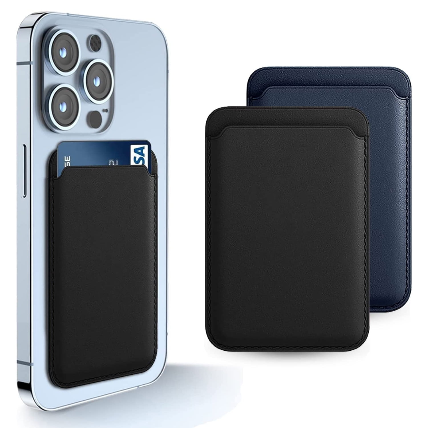 imluckies Cartera Magnética Compatible con MagSafe Wallet para iPhone 14 15  Pro MAX Plus & para iPhone 12 13 Pro MAX Mini, Doble Bolsillo de Tela  Elástica Credit Card Holder, Azul : : Electrónica