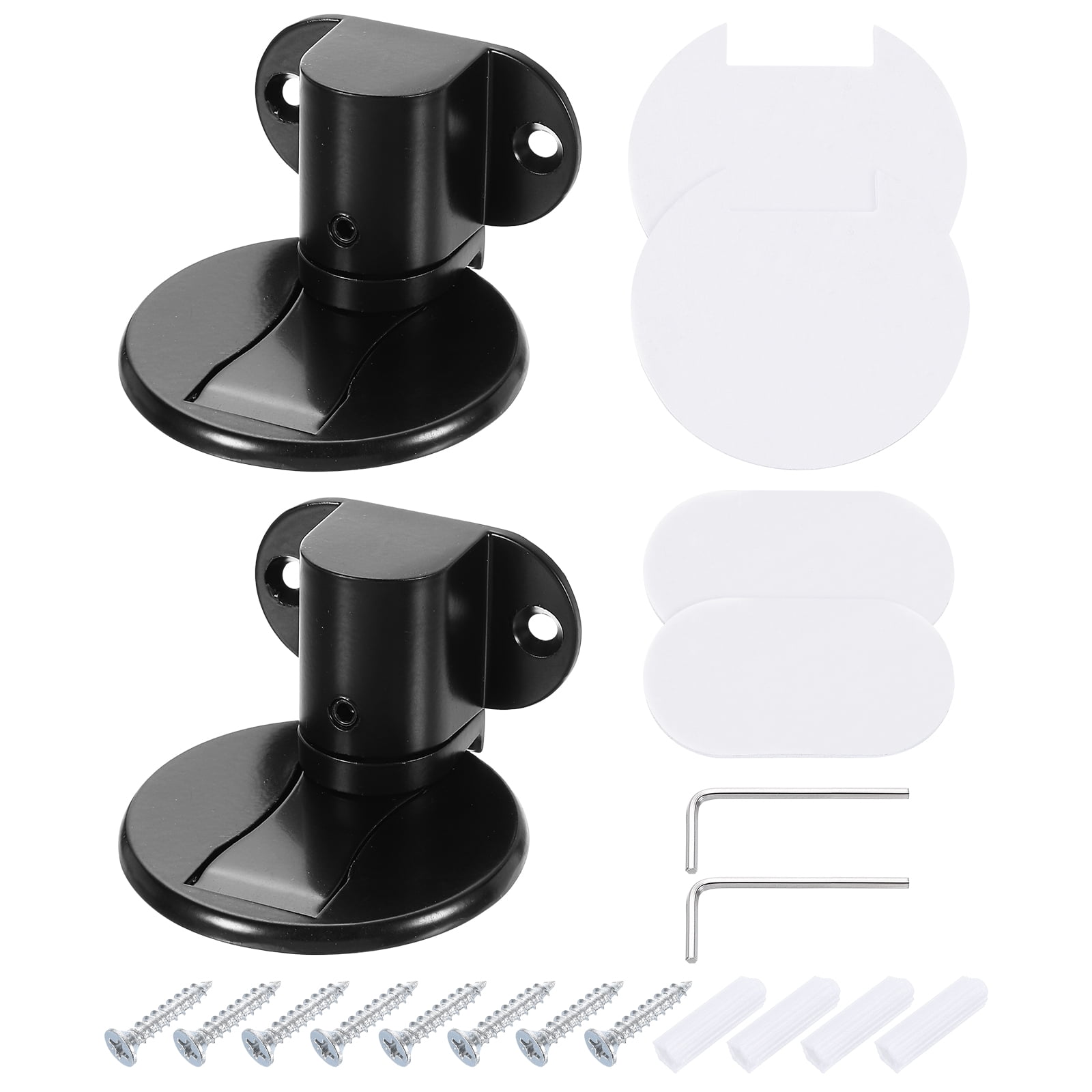 2Pcs Magnetic Door Stopper, Adjustable Floor Door Stop with Adhesive Tape Black