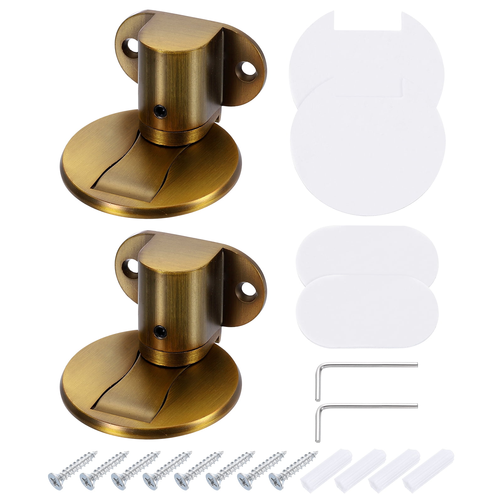 2Pcs Magnetic Door Stopper, Adjustable Floor Door Stop with Adhesive Tape Brass