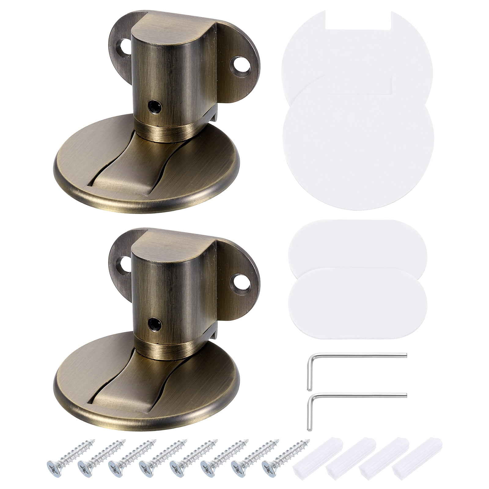 2Pcs Magnetic Door Stopper, Adjustable Floor Door Stop with Adhesive Tape Bronze