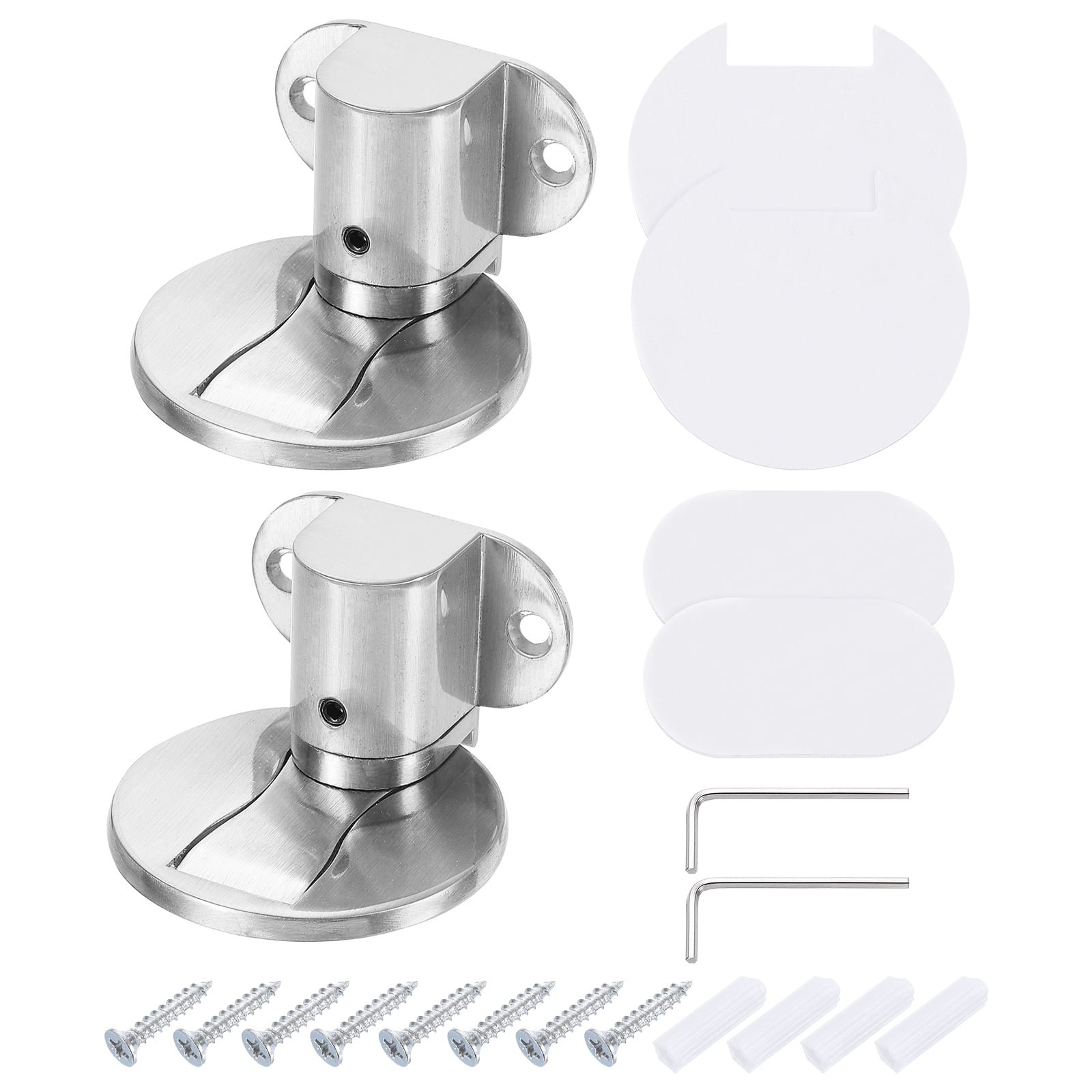2Pcs Magnetic Door Stopper, Adjustable Floor Door Stop with Adhesive Tape Silver
