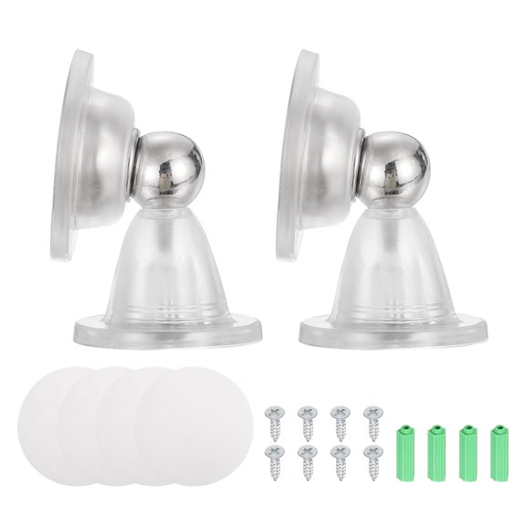 2Pcs Magnetic Door Stopper, RV Floor Mount Bottom of Door Catch Holder, Adhesive Wall Protector with Screws for Living Room, Bedroom, Travel Trailer (3", Clear)