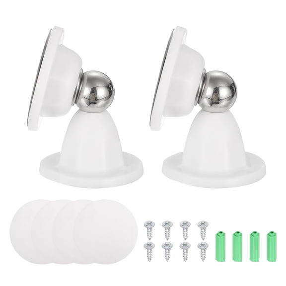 2Pcs Magnetic Door Stopper, RV Floor Mount Bottom of Door Catch Holder, Adhesive Wall Protector with Screws for Living Room, Bedroom, Travel Trailer (3", White)
