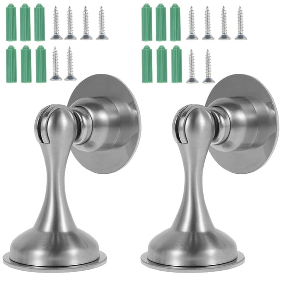 2Pcs Magnetic Door Stopper Stainless Steel Magnetic Door Catch Rustproof Door Stop Holder Adhesive/Screw Mounting Door Stop Door Catch Stopper for Home School Office