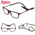 thumbnail image 1 of 2Pcs Magnetic Reading Glasses Men Women Front Connect Adjustable Temples Eyeglass Around Neck Hanging Readers 2.0,Brown, 1 of 7