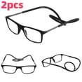 thumbnail image 1 of 2Pcs Magnetic Reading Glasses Men Women Front Connect Adjustable Temples Eyeglass Around Neck Hanging Readers 3.0,Black, 1 of 7