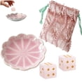 thumbnail image 1 of 2Pcs Mahjong Dice Set, Natural Pink Crystal Gemstone D6 Dice with Velvet Pouch & Ceramic Tray, 16mm Stone Dice for American Mahjong, Mahjong Accessories, Board Games & Gift for Players, 1 of 7