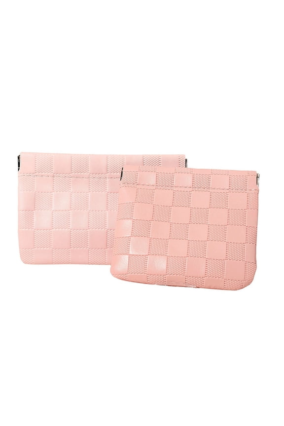 2Pcs Makeup Bag for Purse 110x100mm Pink Imitation Leather Waterproof Cosmetic Accessories Organizer