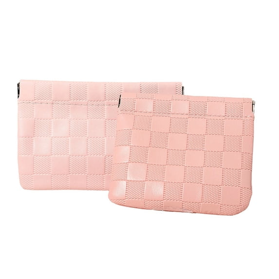 2Pcs Makeup Bag for Purse 110x100mm Pink Imitation Leather Waterproof Cosmetic Accessories Organizer