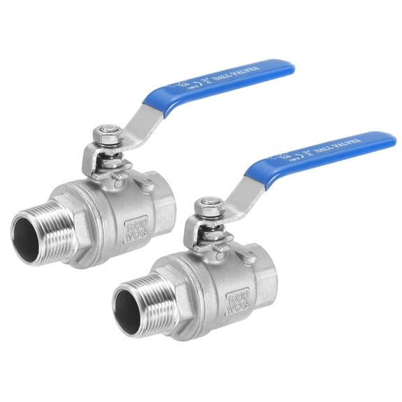 2Pcs Male x Female 3/4" NPT Full Port Ball Valve Stainless Steel 304 Valve WOG1000 for Water Oil Gas