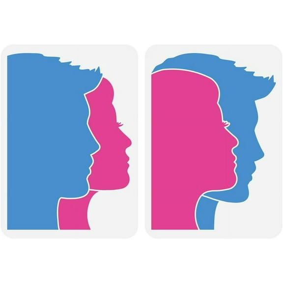 2Pcs Man and Woman Faces Painting Stencil 8.3x11.7inch Reusable Boy Girl Pattern Drawing Template