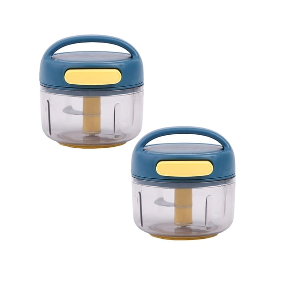 2Pcs Manual Food Processor Vegetable Chopper Portable Hand Pull String Garlic Mincer And Onion Cutter For Veggies Fruits And More Food Blender Practical Home Decor