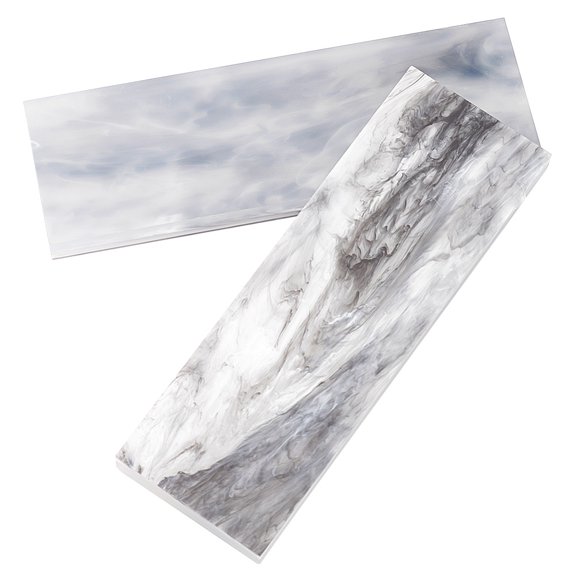 2Pcs Marble Pattern Acrylic Boards for Knife Handle Making Rectangle Gray 120.5x40x8.5mm for DIY