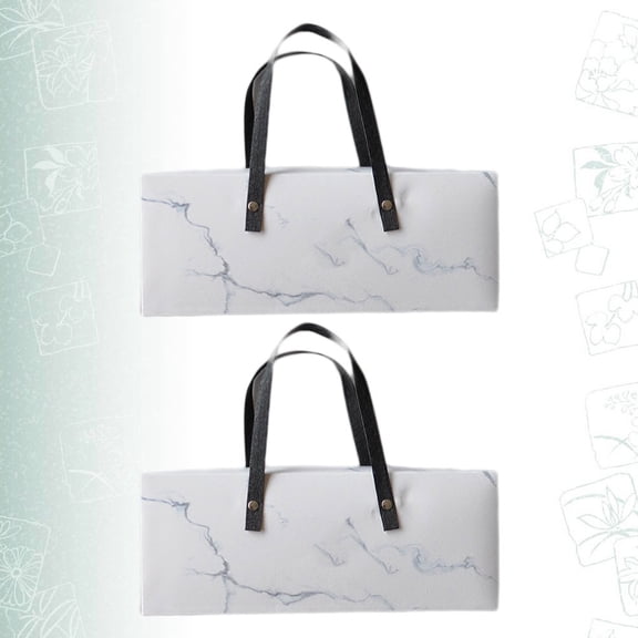 2Pcs Marble Patterned Dessert Container White with Handle for Wedding and Birthday