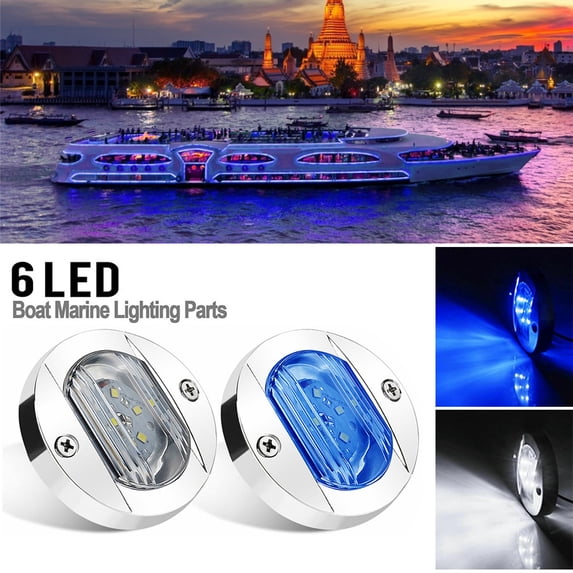 2Pcs Marine LED Lights for Courtesy Cabin, 3 Inch Round Navigation Lights 12V Waterproof, Blue