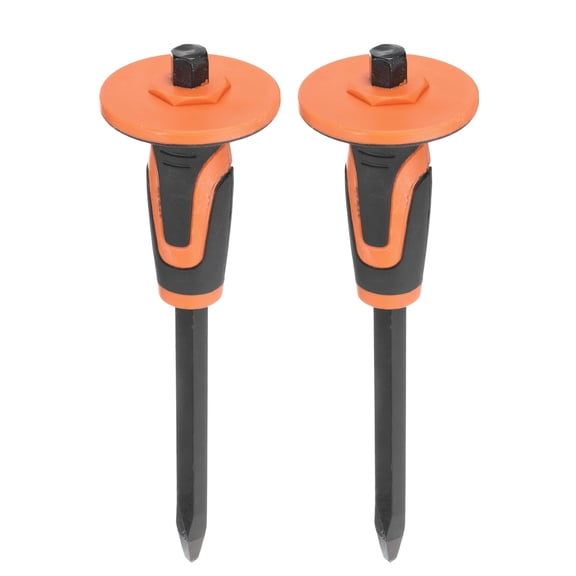 2Pcs Masonry Chisel 11.8" with Hand Guard Pointed Head Flat Chisel with Hand Protection Rock Concrete Stone Chisel
