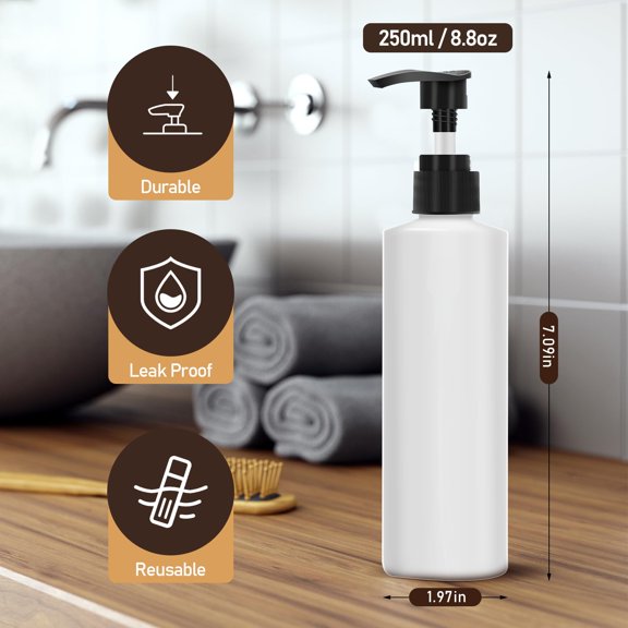 2Pcs Massage Oil Dispenser Bottles 250ml ABS Plastic Reusable Storage