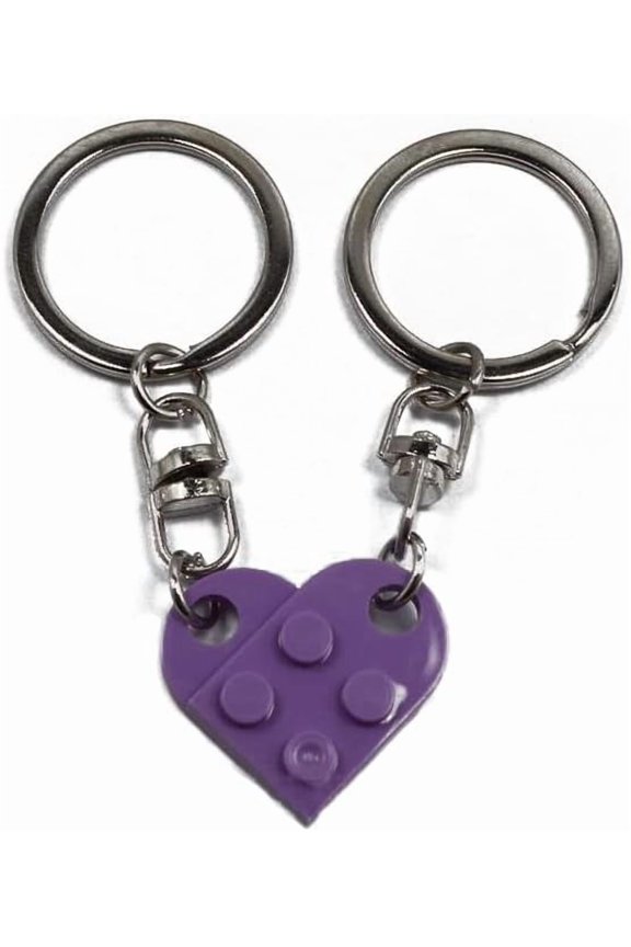 2Pcs Matching Brick Heart Keychain for Couples, Best Friend Heart Keychains Valentine’s Day Birthday Key Chain