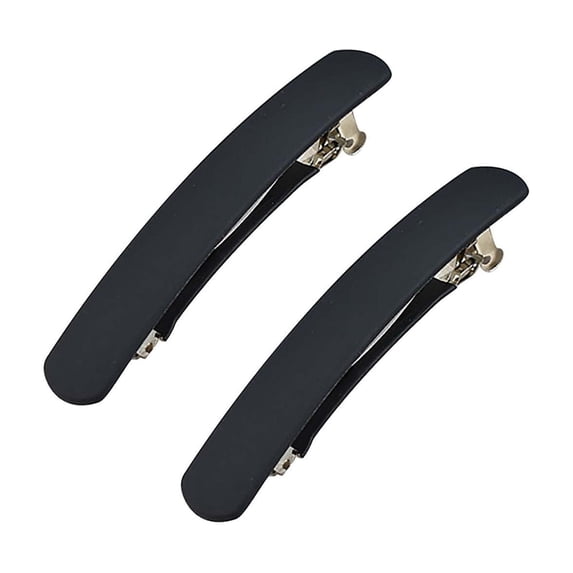2Pcs Matte Solid Color Simple Hair Clips, Non-Slip Rectangle Hair Pins for Women Girls, Multi Colors Daily Hair Accessories for Thick Thin Hair (Black)