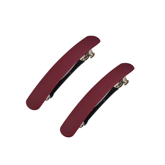 2Pcs Matte Solid Color Simple Hair Clips, Non-Slip Rectangle Hair Pins for Women Girls, Multi Colors Daily Hair Accessories for Thick Thin Hair (Red)